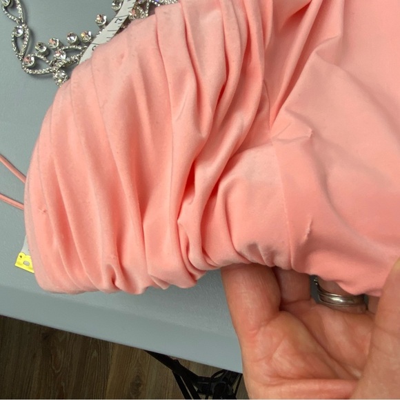 Cache Elegant Rhinestone Embellished Coral Pink Evening Gown (flawed) - Picture 9 of 16